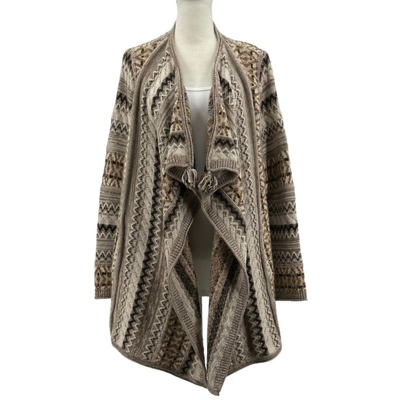J. Jill Wool Alpaca Longline Open Cardigan Southwest Aztec Knit Size Medium - Picture 1 of 8